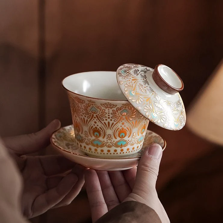 Himmlischer Glanz – Premium Ru Kiln Teekanne und Gaiwan Komplettes Teeset