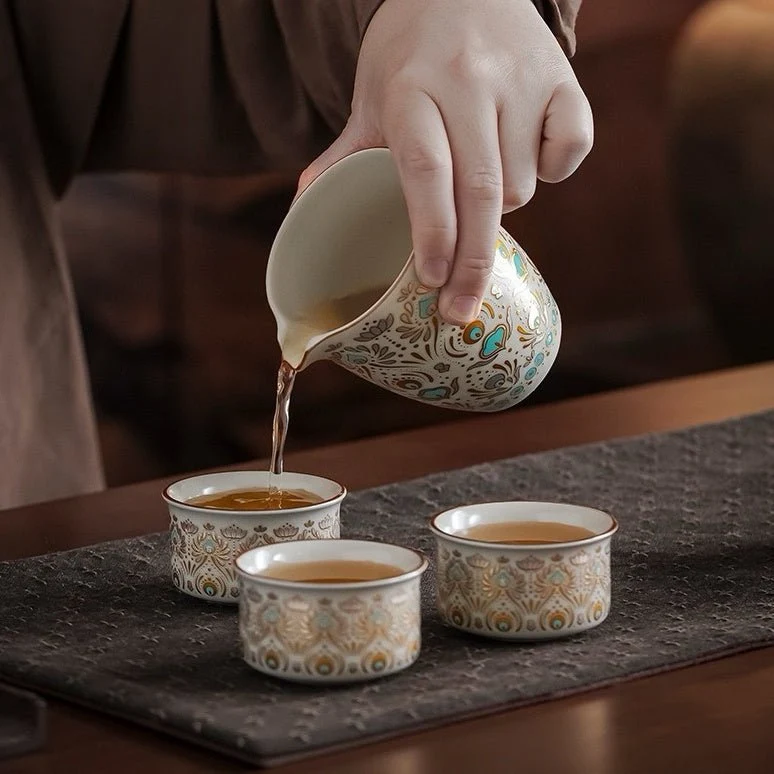 Himmlischer Glanz – Premium Ru Kiln Teekanne und Gaiwan Komplettes Teeset