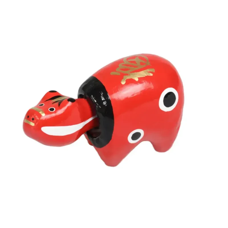 Akabeko Red Lucky Cow Figurine Handcrafted Toy Ornament Talisman