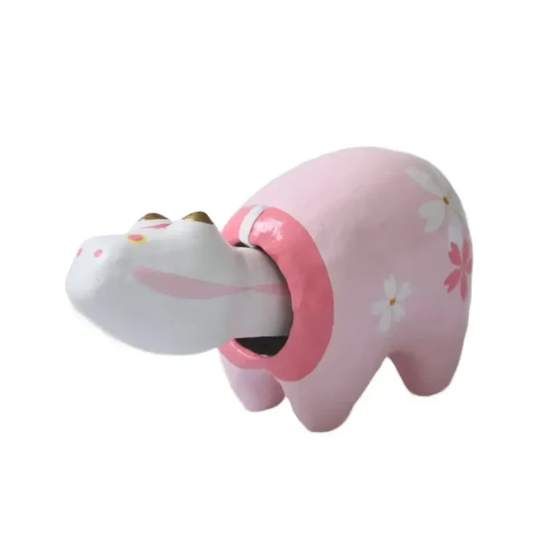 Akabeko Sakura Pink Lucky Cow Figurine Handcrafted Toy Talisman