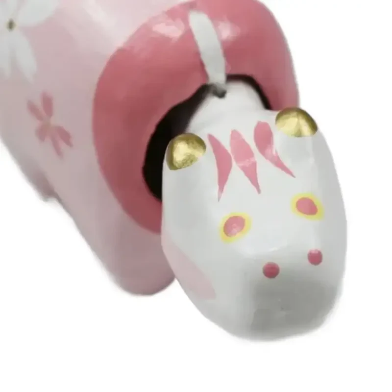 Akabeko Sakura Pink Lucky Cow Figurine Handcrafted Toy Talisman