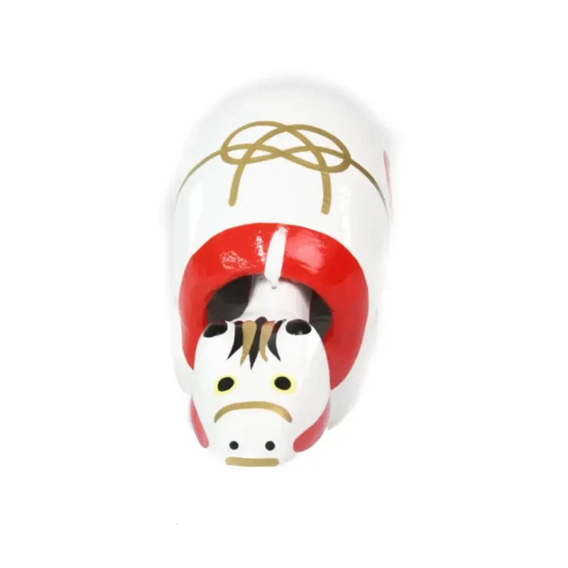 Akabeko White Lucky Cow Figurine Handcrafted Toy Ornament Talisman