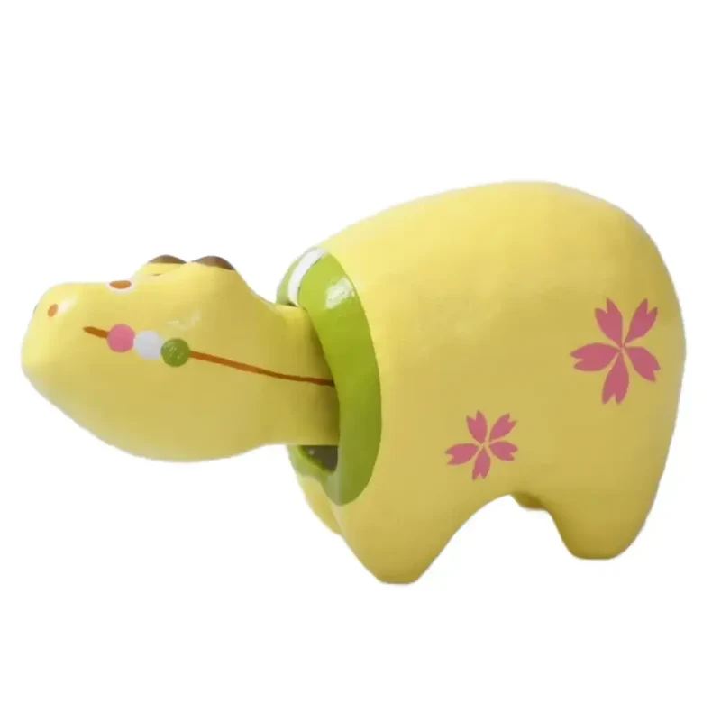 Akabeko Yellow Dango Lucky Cow Figurine Handcrafted Toy Ornament