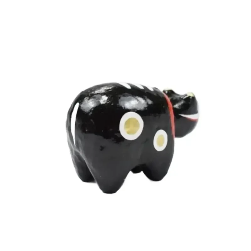 Akabeko Black Zodiac Ox Lucky Cow Figurine Handcrafted Toy Ornament