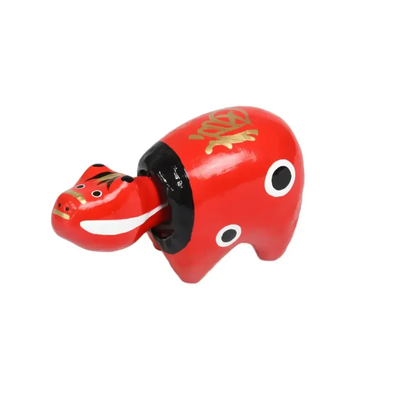 Akabeko Red Lucky Cow Figurine Handcrafted Toy Ornament Small