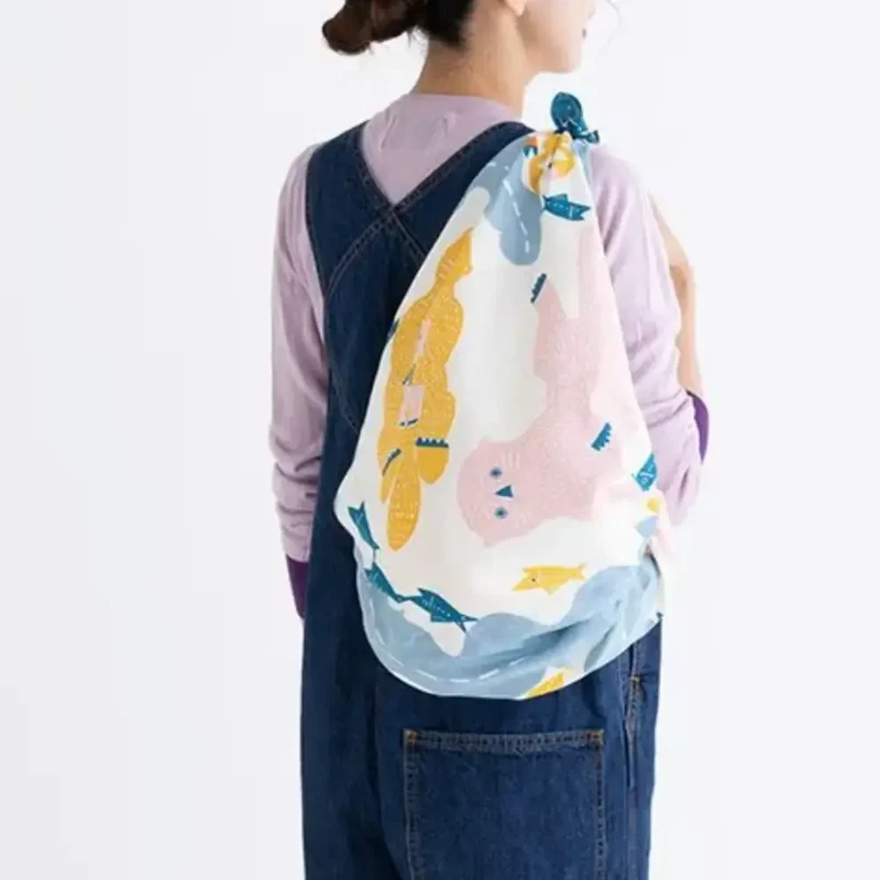Furoshiki Sea Otter Large Cotton Wrapping Cloth 100cm