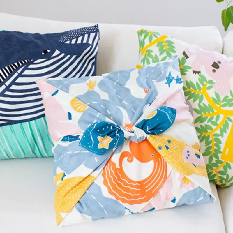 Furoshiki Sea Otter Large Cotton Wrapping Cloth 100cm