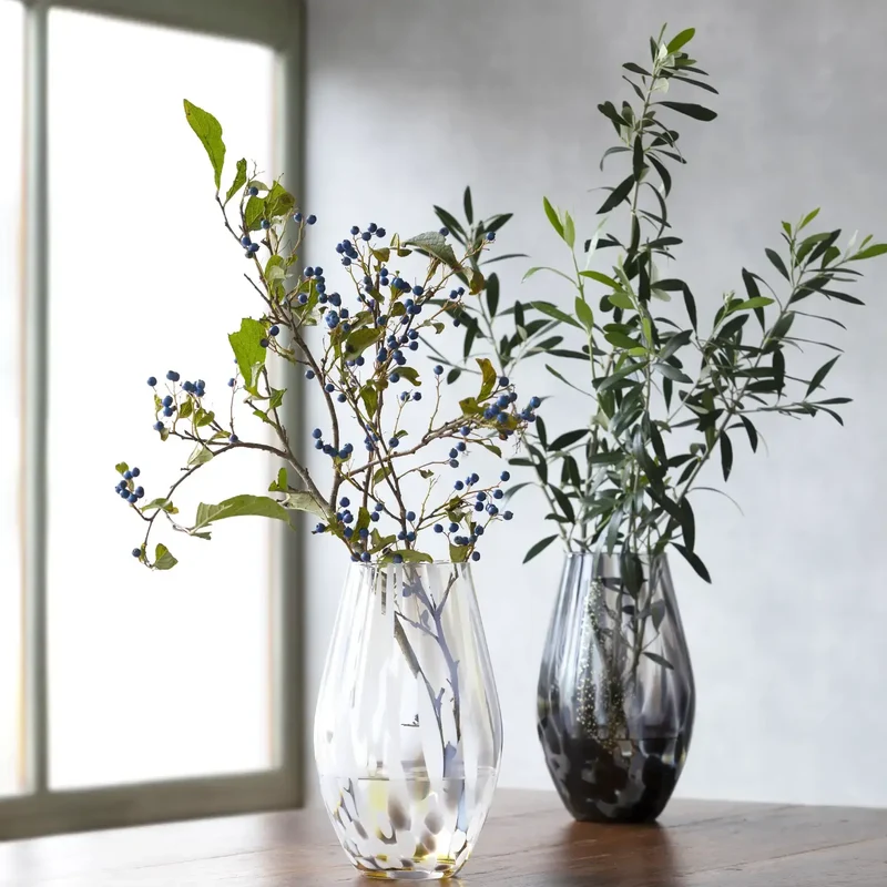 Aderia Handmade Elegant Glass Flower Vase Cloud Pattern 215mm