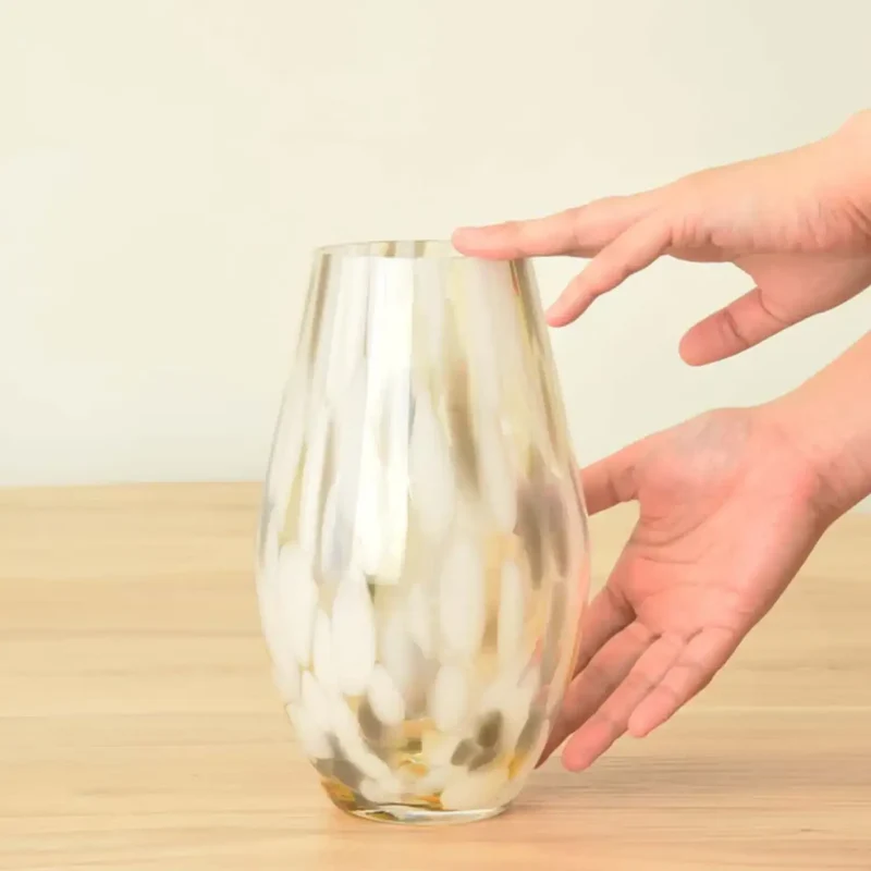 Aderia Handmade Elegant Glass Flower Vase Cloud Pattern 215mm