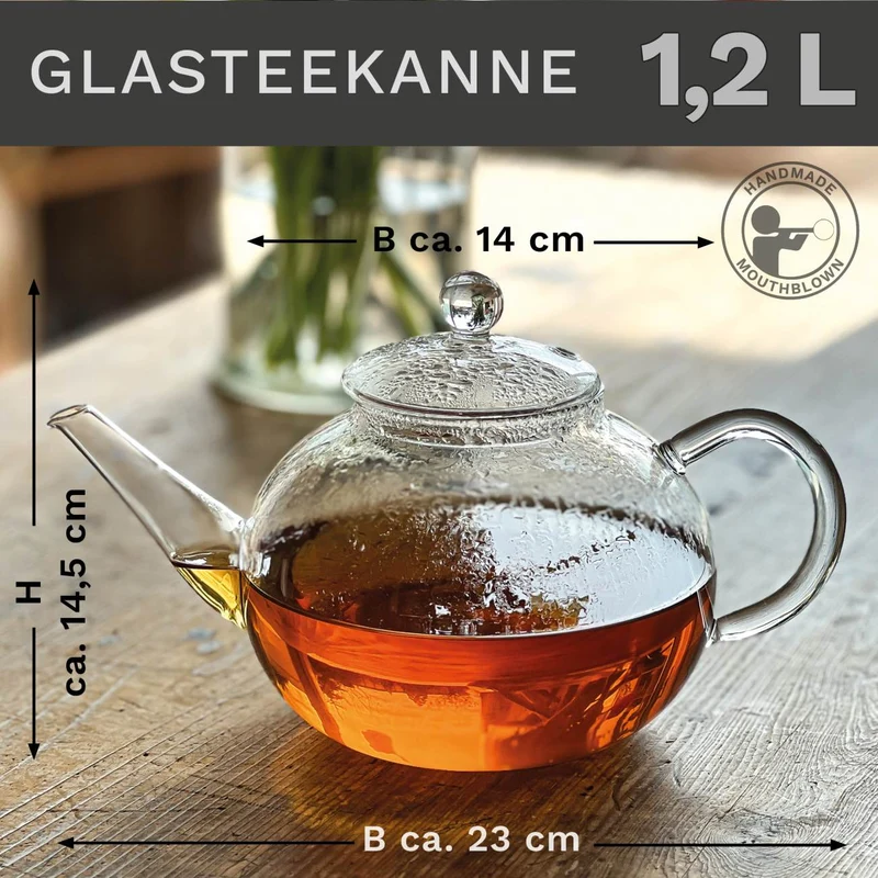 Glas Teekanne "flach" 1,2L