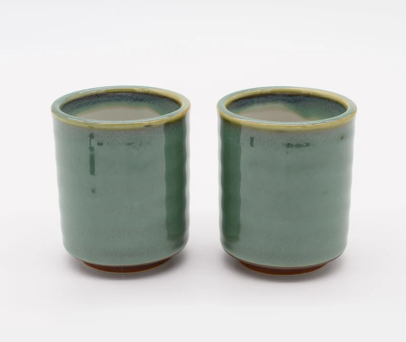 Aoi Green Glaze Ceramic Cup - Pair