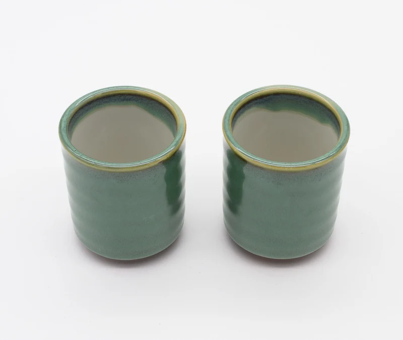 Aoi Green Glaze Ceramic Cup - Pair