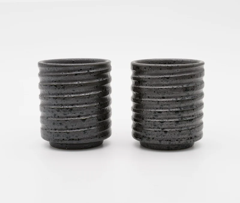 Black Kezuriuzu Glazed Cup Large - Pair
