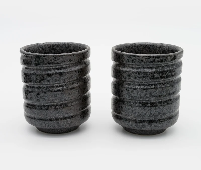 Black Kezuriuzu Glazed Cup Small - Pair