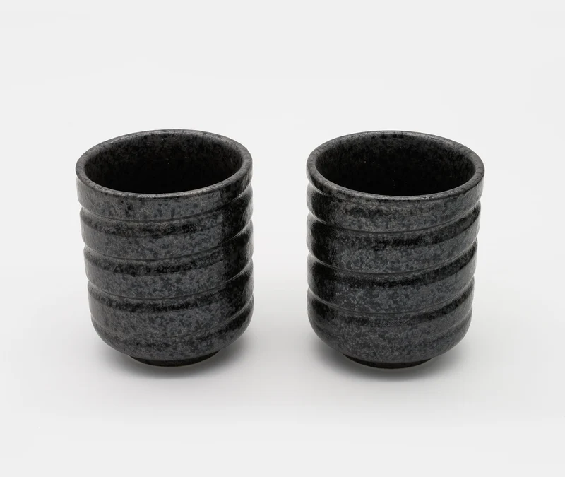 Black Kezuriuzu Glazed Cup Small - Pair