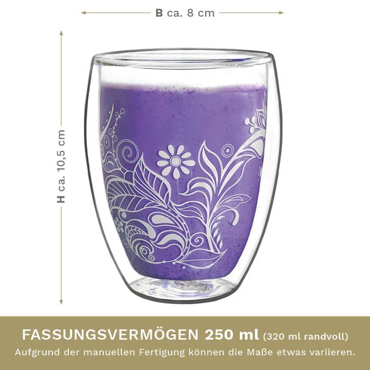Thermoglas Flowery mit Dekor 250ml 2er Set
