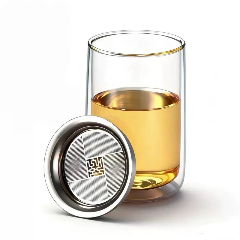 Geräuschloser doppelwandiger Glas-Teebereiter mit Sieb und Deckel