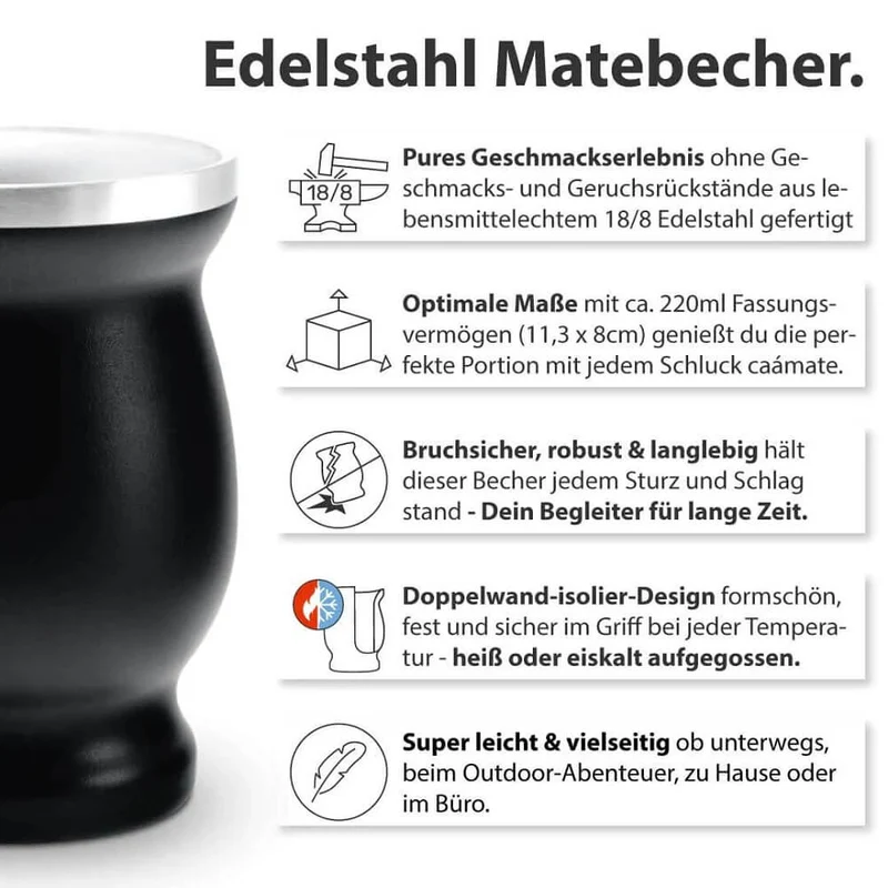 Mate Tee Set Edelstahl Becher