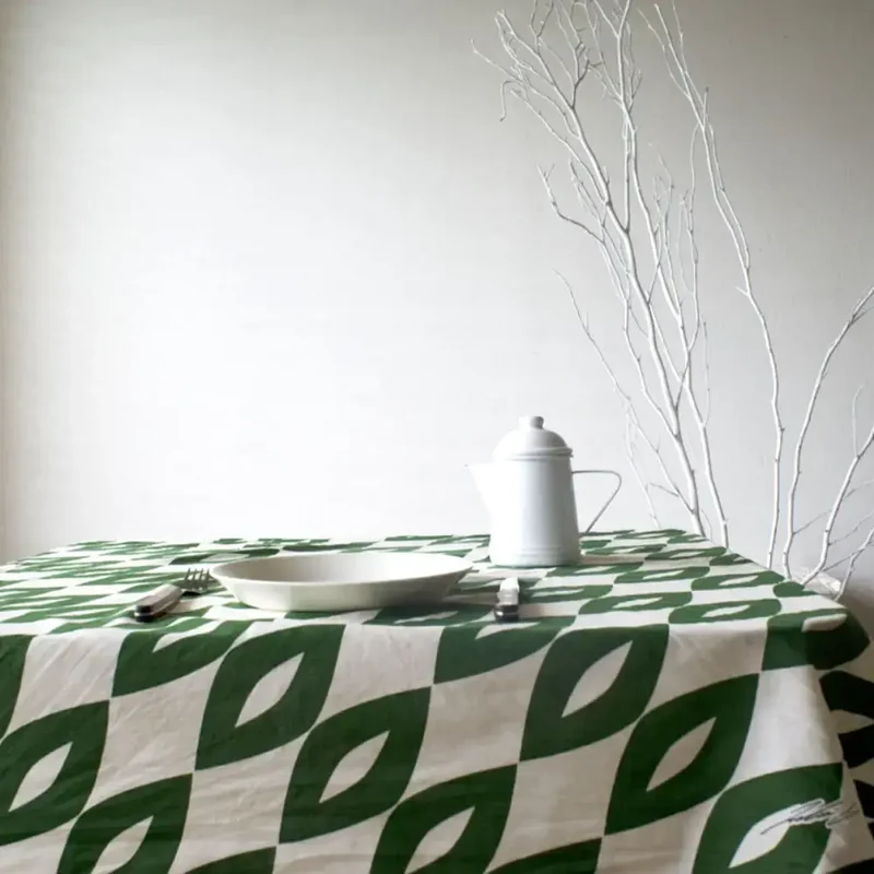 Furoshiki Green & White Pattern Designed Cotton Wrapping Cloth 90cm
