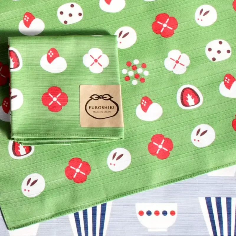 Furoshiki Wagashi Japanese Sweets Green Cotton Wrapping Cloth 50cm