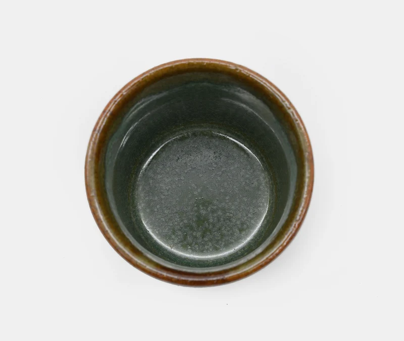 Green & Orange Ringed Glaze Cup - Pair