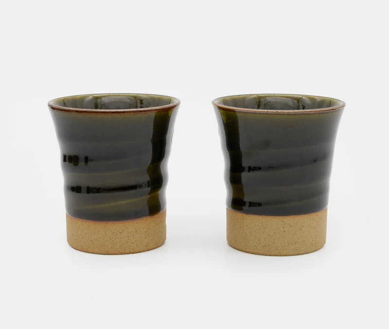 Oribe Glazed Bamboo Cup - Pair
