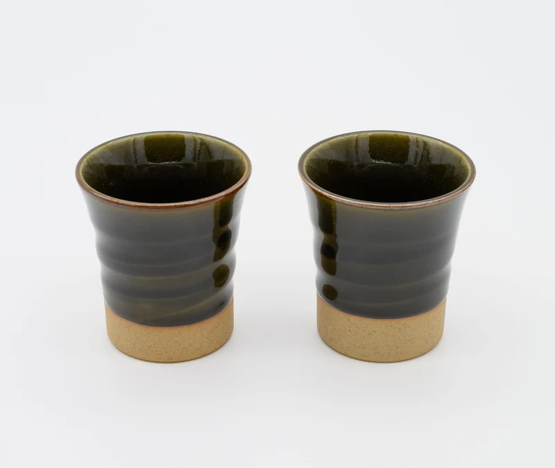 Oribe Glazed Bamboo Cup - Pair