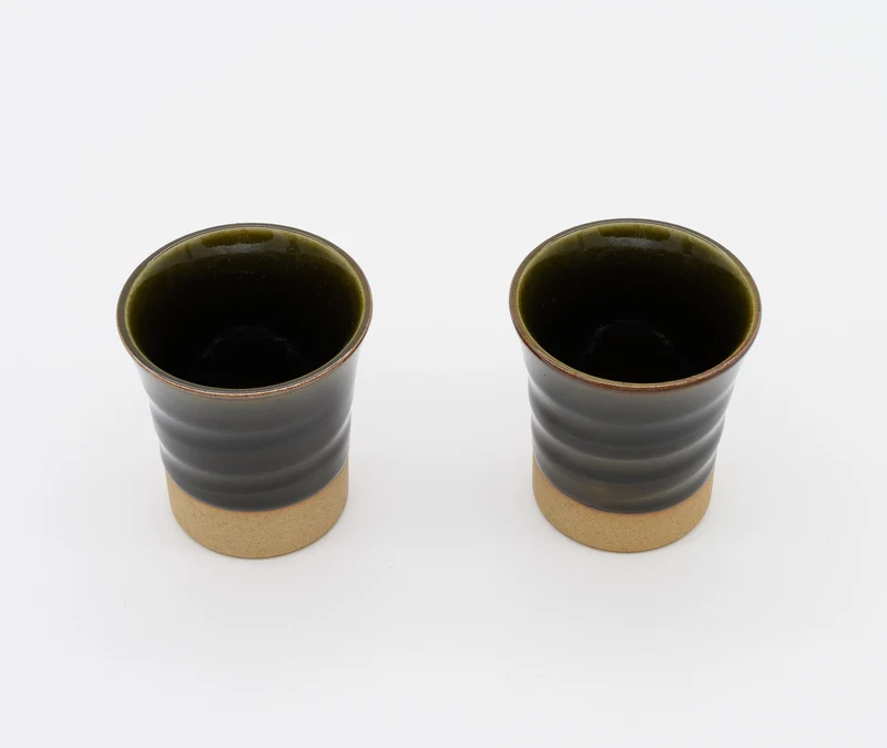 Oribe Glazed Bamboo Cup - Pair