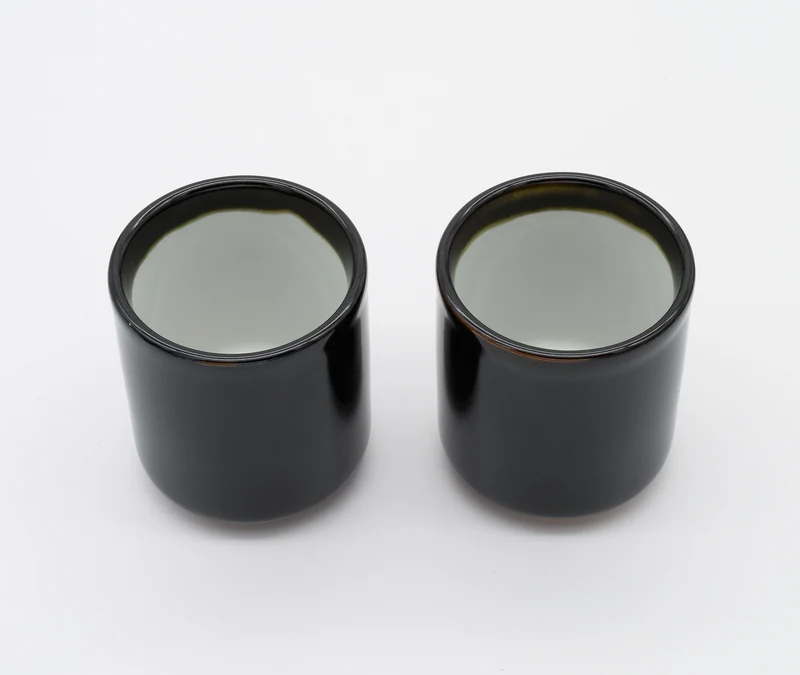 Small Black Kuro Ame Glazed Cup - Pair
