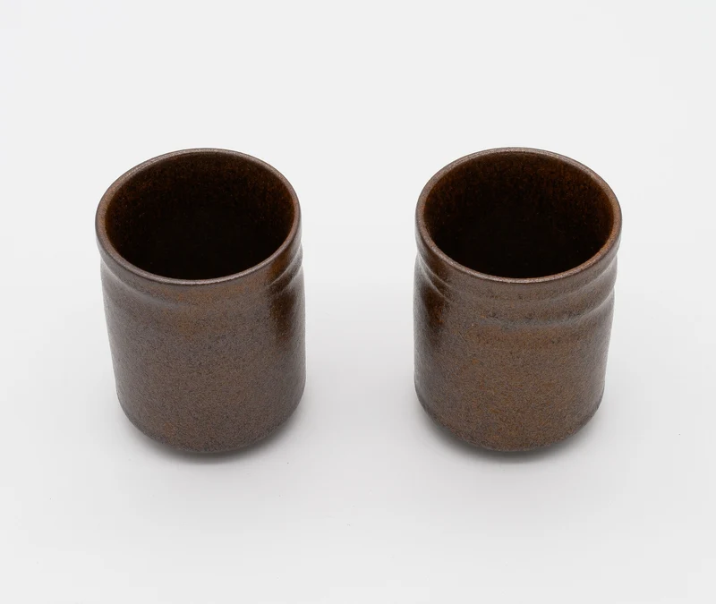 Wabi Sabi Brown Glazed Cup - Pair