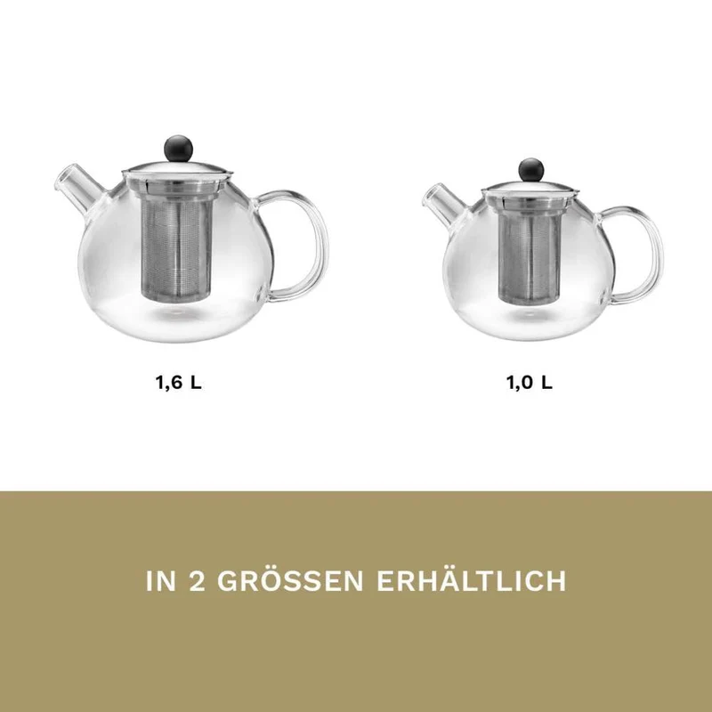 Glas-Teekanne “Shapes” mit Edelstahldeckel und Edelstahlsieb