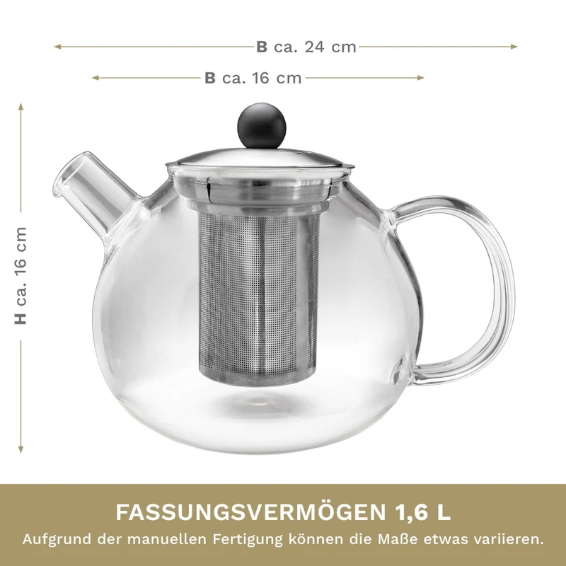 Glas-Teekanne “Shapes” mit Edelstahldeckel und Edelstahlsieb