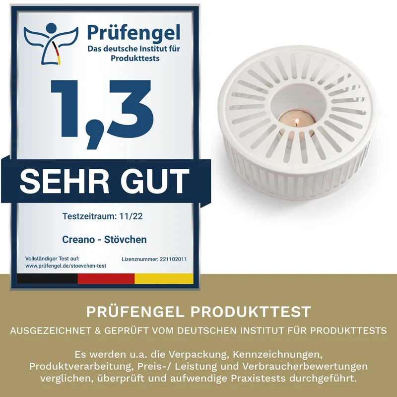 Design Edelstahl Stövchen "Stripes" mit Teelichthalter weiß