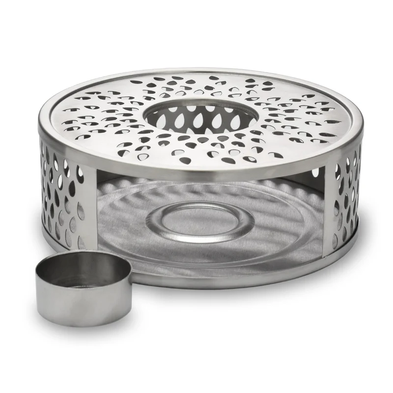 Design Edelstahl Stövchen "Leaf" mit Teelichthalter