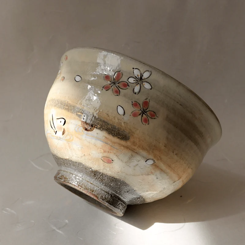 „Vogel und Blume“ – handbemalte Matcha-Schale