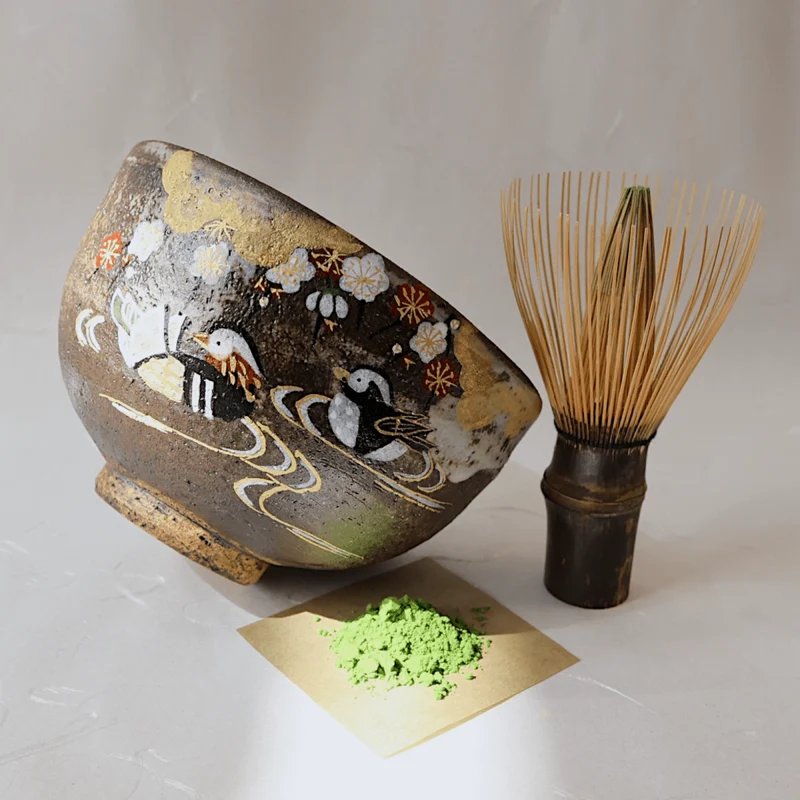 Handgefertigte „Oshidori“-Kyoyaki-Matchaschale