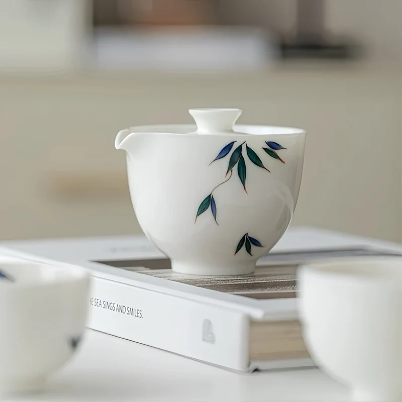 Jade Bamboo – Premium Butterweißes Porzellan Reise-Teeservice