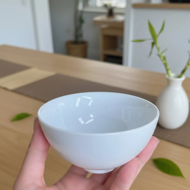 Jingdezhen „Meditation“ Große Teeschale aus weißem Jade, 100 ml