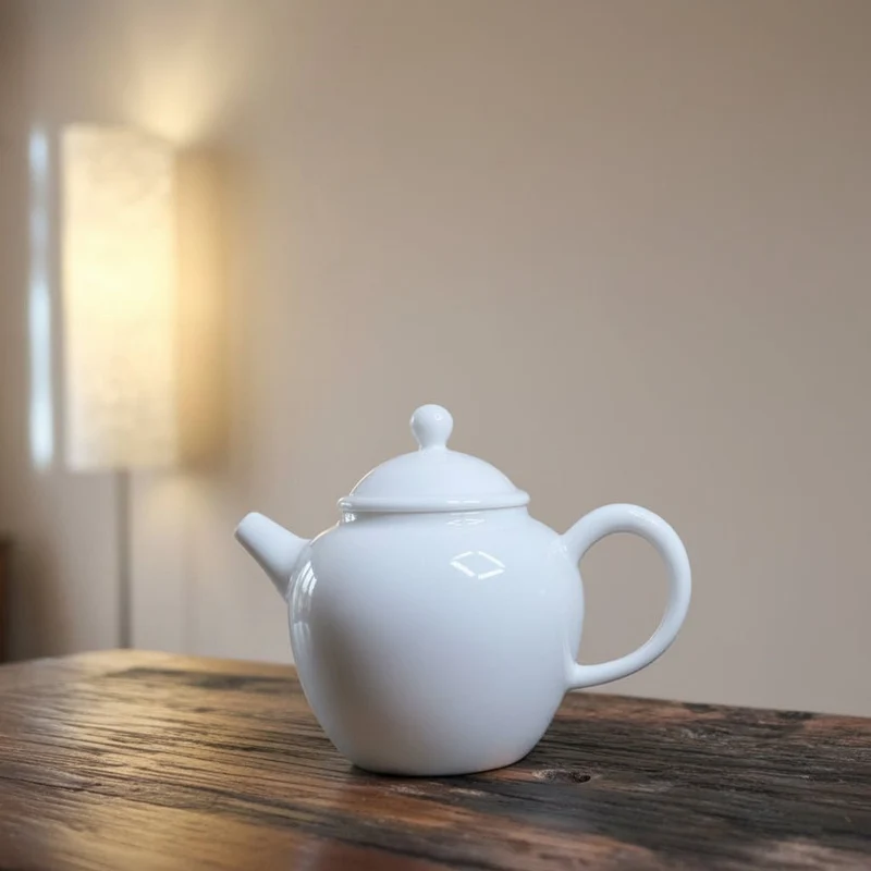 Jingdezhen „Wan Bi“ Gongfu-Teekanne aus reinem weißem Jade-Porzellan, 140 ml