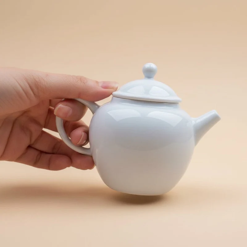 Jingdezhen „Wan Bi“ Gongfu-Teekanne aus reinem weißem Jade-Porzellan, 140 ml