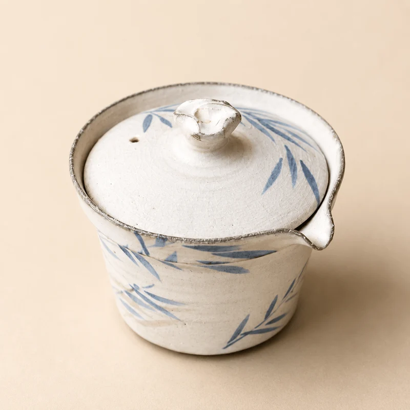 Jingdezhen „Bambuspavillon“ Steinzeug-Gaiwan mit Ausguss