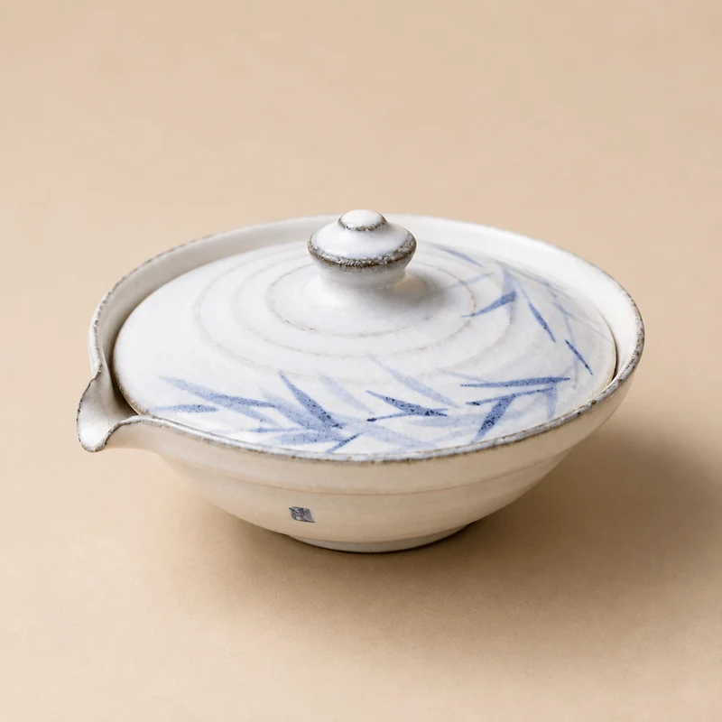 Jingdezhen „Bambuspavillon“ Steinzeug-Gaiwan mit Ausguss