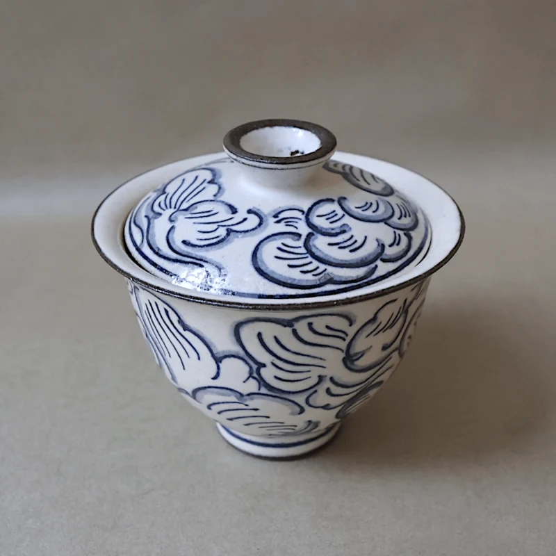 Jingdezhen handbemalt „Pinsel & Tinte“ Qinghua Gaiwan