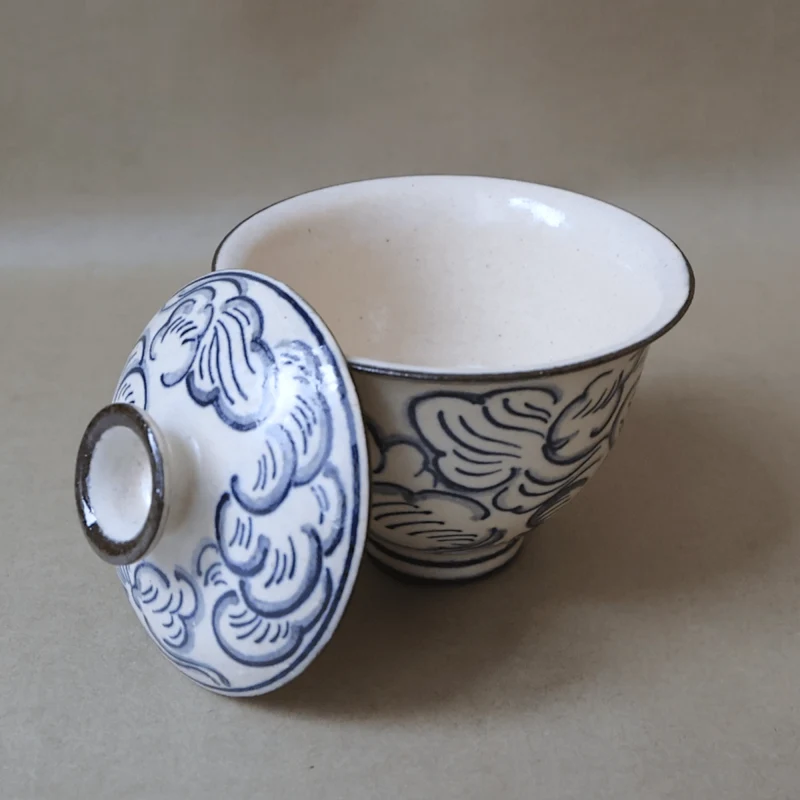 Jingdezhen handbemalt „Pinsel & Tinte“ Qinghua Gaiwan