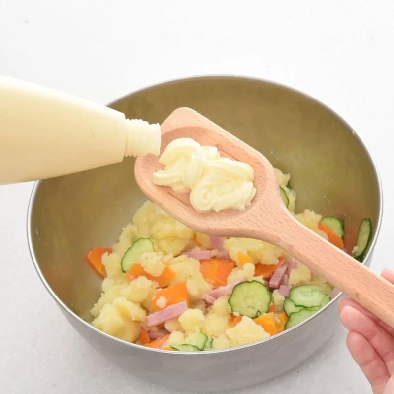 2 in 1 Wooden Cooking Spatula With Measuring Spoon Marks 29.5cm