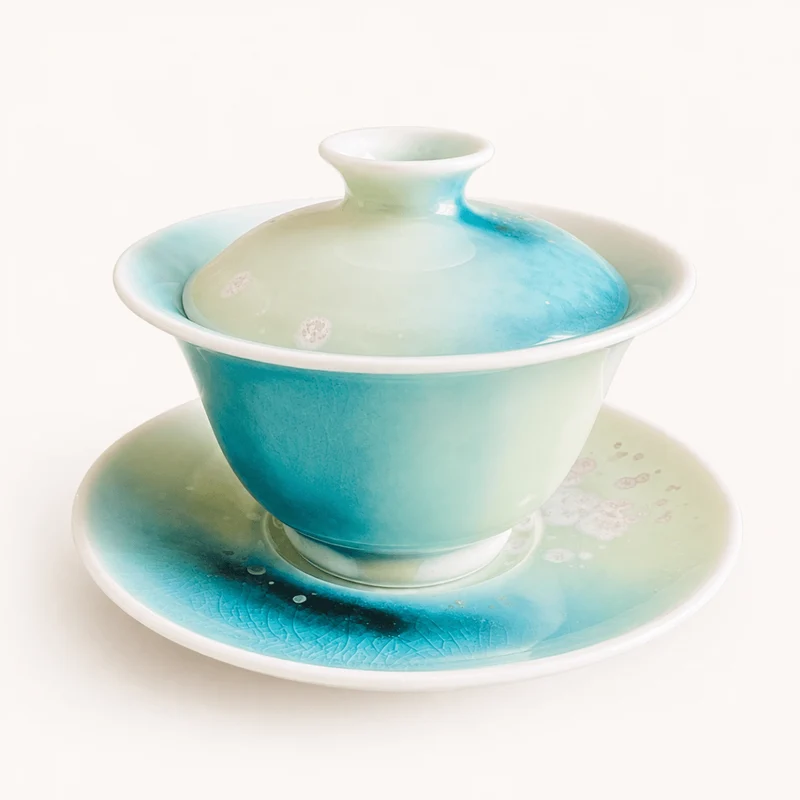 Flaches Riff – Jingdezhen Handgefertigte, ozeanglasierte Gaiwan