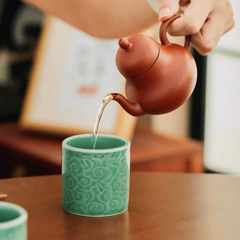 Grüne glasierte Porzellan-Teetasse für den täglichen Gebrauch