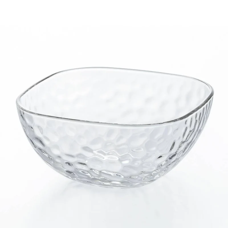 Aderia Square Bowl Large Dimpled Glass Serving Dish 165mm (Set of 3)