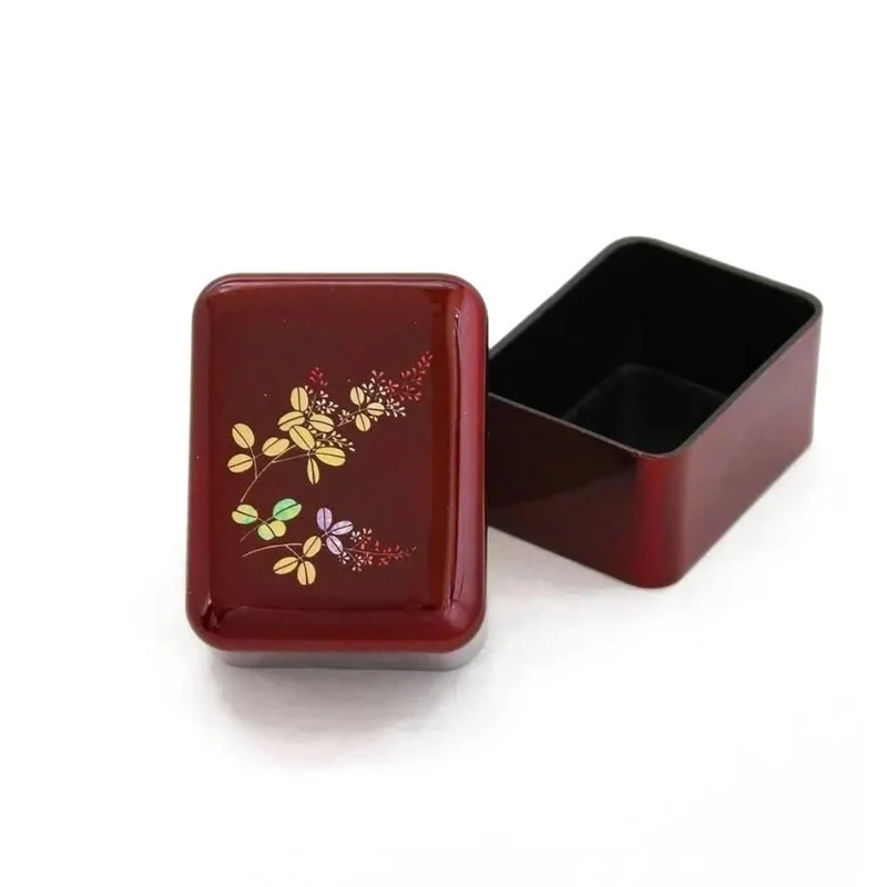 Red Lacquered Small Case Hagi Autumn Flowers Design