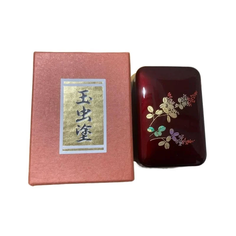 Red Lacquered Small Case Hagi Autumn Flowers Design